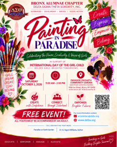 Painting in Paradise event flyer celebrating the power, creativity, and voices of girls on October 3, 2026.